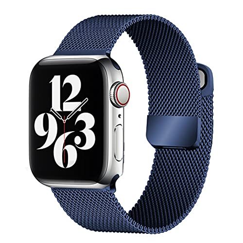 Curea metalica Apple watch model milanese 42 /44 /45 albastra cu inchidere normala